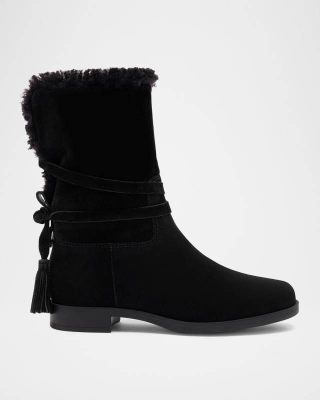 Verbier Suede Shearling Booties